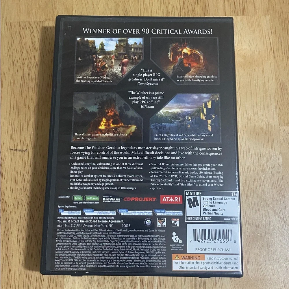 VINTAGE PC Games for MS Windows--The Witcher Enhanced Edition